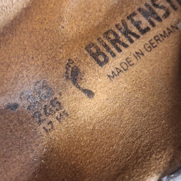 Birkenstock Arizona Women’s 7 EU 38 Narrow Shiny Python Blue Gold Slide Sandals - Picture 7 of 10